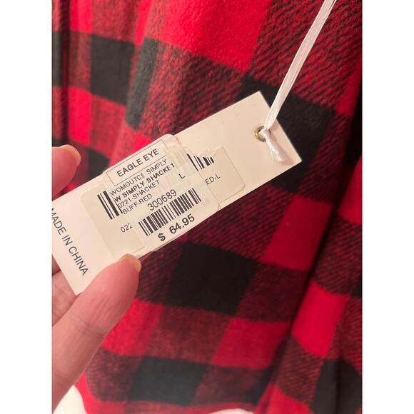 Simply Southern NWT Buffalo Check Red Black Shacket w/Pockets Women's Large - Picture 4 of 8